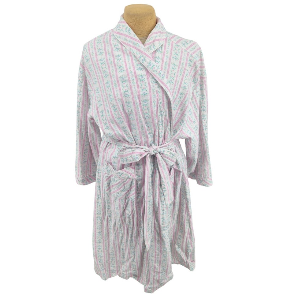 Lanz of Salzburg Nightgown Womens 2X Floral Stripe Cotton Flannel Sleepwear
